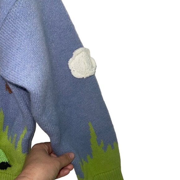 Blank Palette Womens Cardigan Jacket Size Medium Zoo Theme Applique Acrylic - Picture 9 of 13